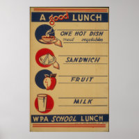 Poster de lait pour déjeuner à l'école vintage