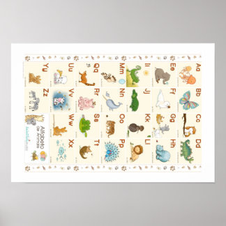 Poster de l'alphabet animal en portugais, animaux 