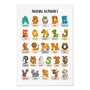 Poster de l'alphabet animal - Mignonne éducation d