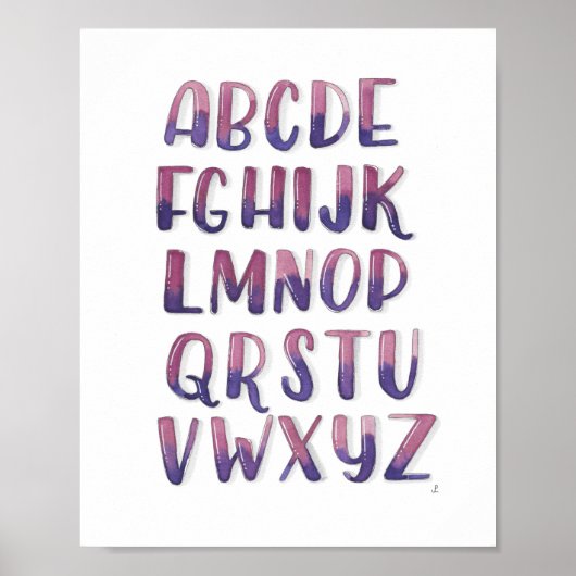Poster de l'alphabet d'aquarelle (Devant)