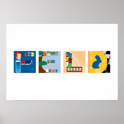 Poster de l'alphabet de jeu de la carte de nom à 4 (Devant)
