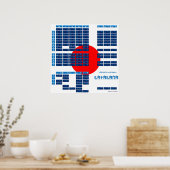 Poster de l'alphabet japonais Katakana (drapeau/bl (Cuisine)