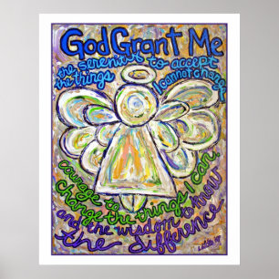Poster de l'ange de prière de sérénité (bord blanc
