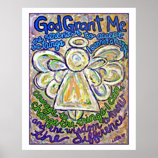 Poster de l'ange de prière de sérénité (bord blanc (Devant)