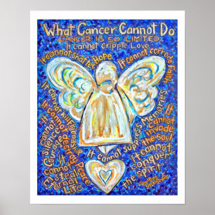 Poster de l'Ange du cancer bleu et or (Bord blanc)