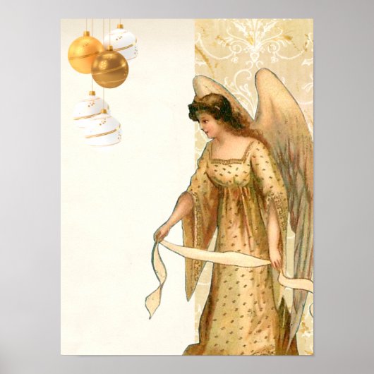 Poster de l'ange et des ornements de Noël (Devant)