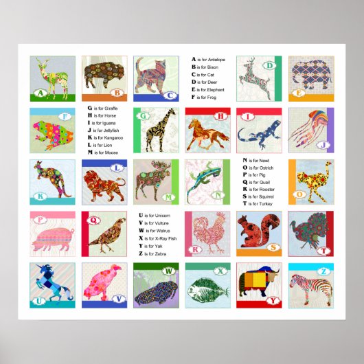 Poster de l'animal alphabet révisé (Devant)