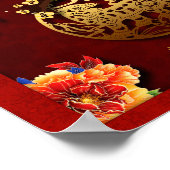 Poster de l'année de Tigre chinois Fleurs coupé su (Coin)