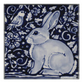 Poster de lapin bleu et blanc Chine Dedham Tile Ar (Devant)