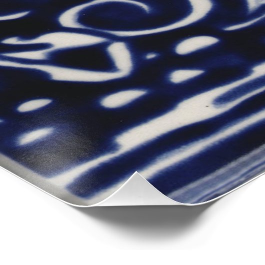 Poster de lapin bleu et blanc Chine Dedham Tile Ar (Coin)