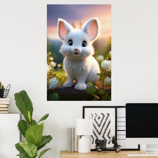 Poster de lapin de lapin mignet (Bureau à domicile)