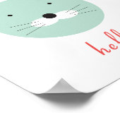 Poster de lapin mignon 'Hello' (Coin)