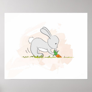 Poster de lapin mignon (tirant la carotte)