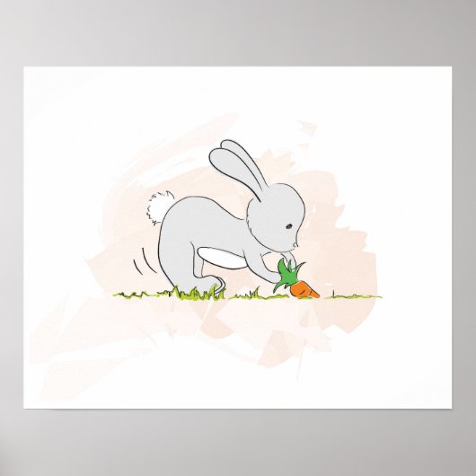 Poster de lapin mignon (tirant la carotte) (Devant)