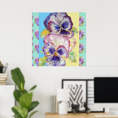 Poster de l'Aqua Pansy Watercolor (Bureau à domicile)