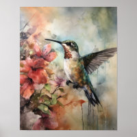 Poster de l'Aquarelle de colibri