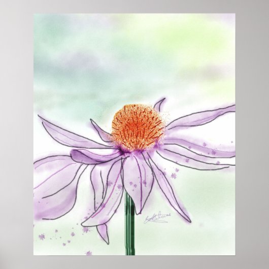 Poster de l'aquarelle de la fleur de cône (Devant)