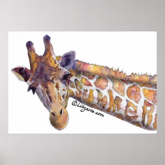 Poster de l'aquarelle d'été de Giraffe Imprimer (Devant)
