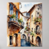 Poster de l'aquarelle espagnole Little Old Town (Devant)