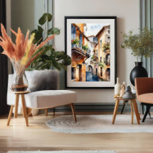 Poster de l'aquarelle espagnole Little Old Town