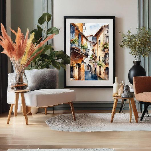 Poster de l'aquarelle espagnole Little Old Town