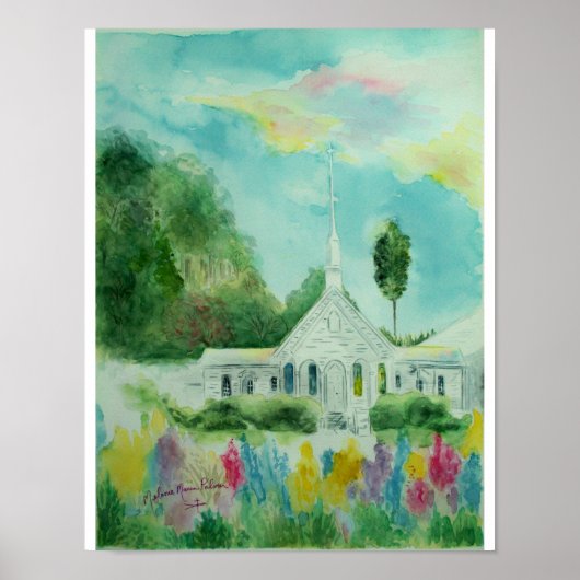 Poster de l'aquarelle Little White Country Church (Devant)