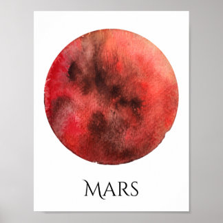 Poster de l'aquarelle Mars Planet