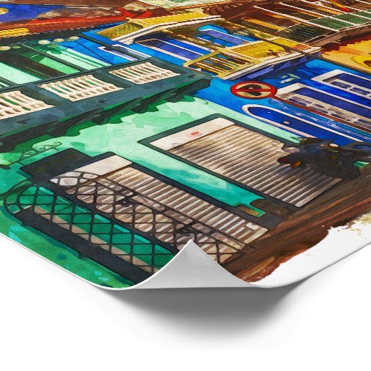 Poster de l'aquarelle vintage Colombie (Coin)