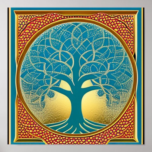Poster de l'Arbre bleu et jaune de la vie (Devant)