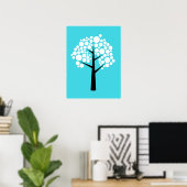 Poster de l'arbre de bulle noire Turquoise rétro (Bureau à domicile)