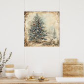 Poster de l'arbre de Noël bleu vintage (Cuisine)