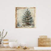 Poster de l'arbre de Noël bleu vintage (Cuisine)