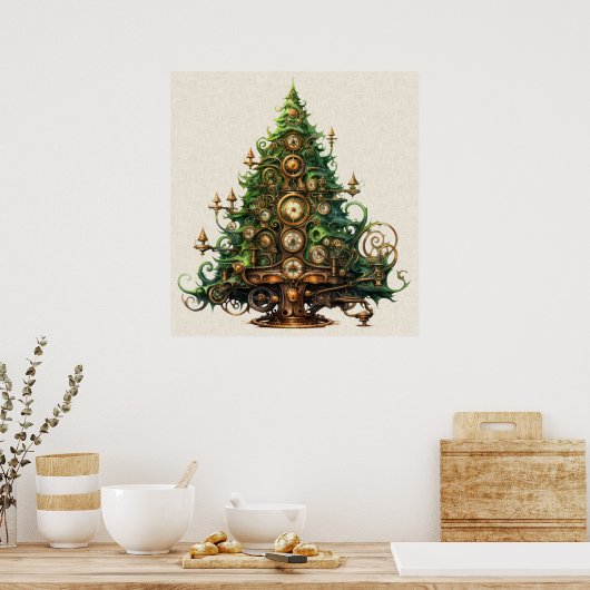 Poster de l'arbre de Noël Steampunk (Cuisine)