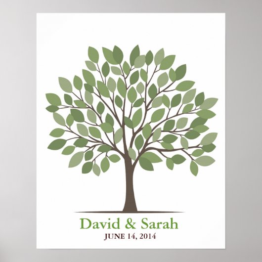 Poster de l'arbre de signature du mariage - Vert n (Devant)