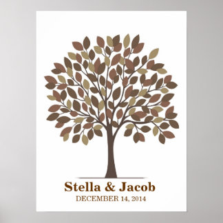 Poster de l'arbre de signature mariage - Brown nat