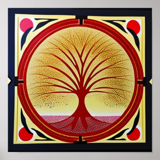 Poster de l'Arbre de Vie en Rouge (Devant)