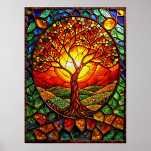 Poster De L'Arbre De Vie En Verre Tiré