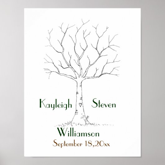 Poster de l'arbre d'empreintes digitales mariage (Devant)