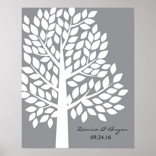 Poster de l'arbre mariage - Gris (Devant)