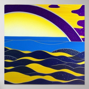 Poster de l'arc-en-ciel violet en mer