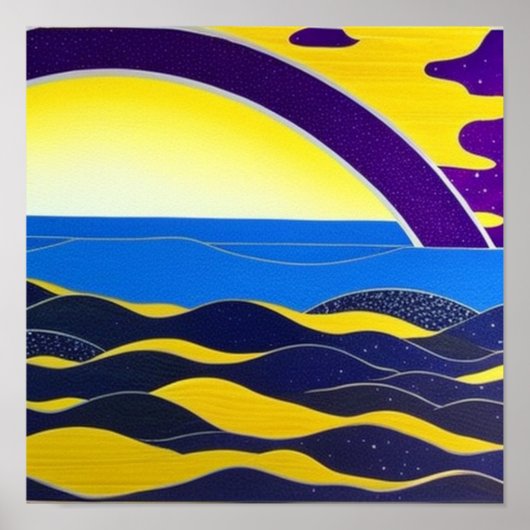 Poster de l'arc-en-ciel violet en mer (Devant)