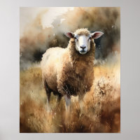 Poster de l'art animal de la ferme de mouton