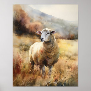 Poster de l'art animal de la ferme de mouton
