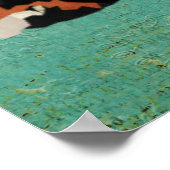 Poster de l'Art Bleu Retro Amber Fox (Coin)