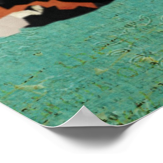 Poster de l'Art Bleu Retro Amber Fox (Coin)