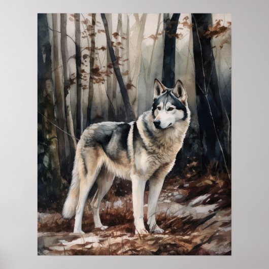 Poster de l'art de Chien Sibérien Husky (Devant)