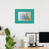 Poster de l'art de l'aquarelle Aqua Budgie (Bureau à domicile)