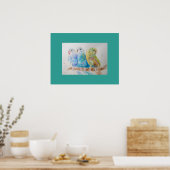 Poster de l'art de l'aquarelle Aqua Budgie (Cuisine)