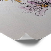 Poster de l'art de l'aquarelle Blue Budgie & Red R (Coin)