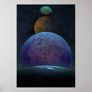 Poster de l'art de l'extérieur Planètes Lune Art l